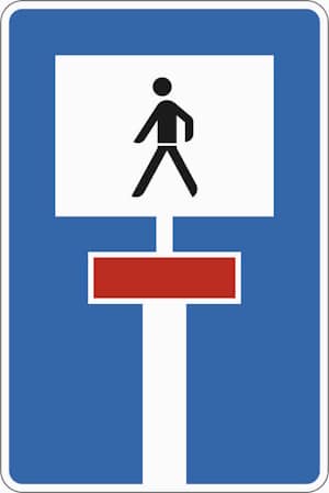 Zeichen 357-51: Durchlässige Sackgasse für Fußgänger