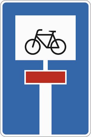 Zeichen 357-52: Durchlässige Sackgasse für Radfahrer